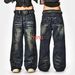 Men’s Stretch Slim Straight Jeans – High-Waisted Blue Denim Pants With Stone Wash Finish (XL-3XL, Light/Medium Wash)_mkmklike.com