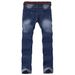 Men's Stretch Skinny Jeans Multi Layered Design Slim Fit Blue Trousers_mkmklike.com