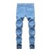 High Quality Worn-out Small Foot Stretch Tight Fitting Jeans, Men's Jeans_mkmklike.com