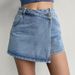 K High Waisted A-line Denim Shorts, Women's New Style Fake Two-piece Design, With A Slimming And Spicy Girl Skirt, Denim Short Skirt_mkmklike.com