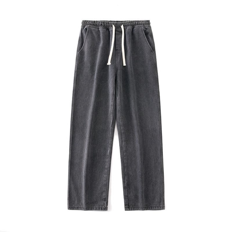 Men's Jeans Elastic Waist Straight Leg Loose Spring And Autumn New Korean Style Trendy Versatile Casual Pants_mkmklike.com