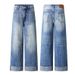 American Style Embroidered Versatile Washed Jeans For Men And Women Rolled Hem Vintage Casual High Waist Straight Pants_mkmklike.com