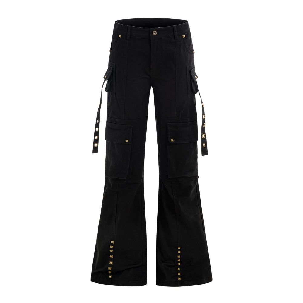 American High Street Lace-Up Denim Flared Men's Vibe Style Hip-Hop Niche Pocket Design Cargo Long Pants_mkmklike.com