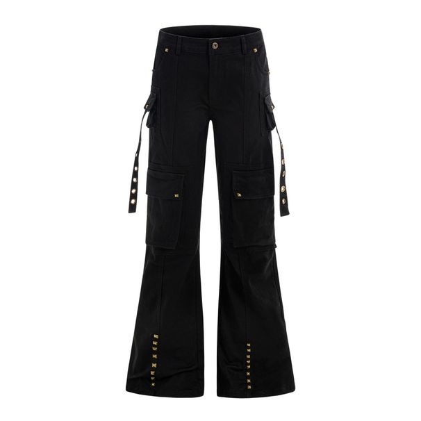 American High Street Lace-Up Denim Flared Men's Vibe Style Hip-Hop Niche Pocket Design Cargo Long Pants_mkmklike.com