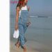 Trendy Girl Closet European And American Cross-Border Denim Overalls Plus Size Women's Pants Solid Color Jeans NK311_mkmklike.com