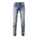Men's Clothing Slim High Street High Craft Star Patch Slim Fit With Star Patches & Stretch Comfort - High Street Fashion Denim Pants For Urban Style_mkmklike.com