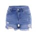 Denim Capital Ripped Denim Shorts Women 2025 New INS Trendy Three Quarter Pants Washed Denim Shorts_mkmklike.com