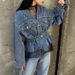 Women's New Autumn And Winter Diamond Beaded Loose Denim Jacket Long Sleeve Top_mkmklike.com