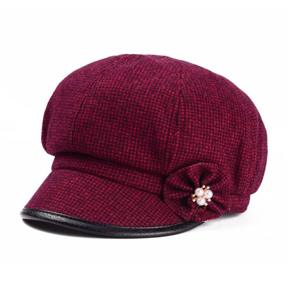 Hot Sale Wool Women Beret Hats New Casual Fashion Knitted Beanie Octagonal Hat Bonnet Hiver Femme Fleece Berets Cap_mkmklike.com