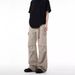 American Vintage Marble Dark Pattern Pocket Straight Wide Leg Overalls Men's And Women's Loose Cargo Paratrooper Jeans_mkmklike.com