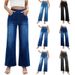 Women's High-Waisted Wide-Leg Jeans – Trendy Zip-Front Denim Pants For A Flowy & Flattering Look (Dark Blue, Medium Blue, Light Blue, Black)_mkmklike.com
