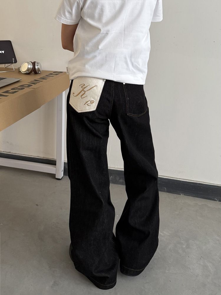 Men's Vintage Washed Black Denim Jeans - Classic Cleanfit Style With Straight Leg & Mid Rise For Casual Wear_mkmklike.com