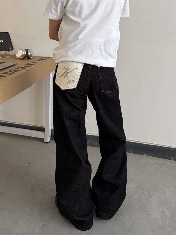 Men's Vintage Washed Black Denim Jeans - Classic Cleanfit Style With Straight Leg & Mid Rise For Casual Wear_mkmklike.com