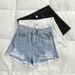 Women's High Waisted Ripped Denim Shorts Korean Style Summer 2020 Loose Slimming A-Line Trendy INS Versatile Student Clothing_mkmklike.com