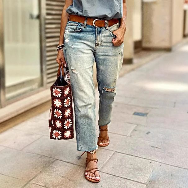 Women's Clothing Stretch Denim Loose Straight Leg Wide Leg Pants Women's Clothing New Spring Collection_mkmklike.com