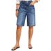 Women's Retro Distressed Mid-Rise Straight Leg Jeans Water Wash Stretch Cross Border Trade Shorts from Europe & America_mkmklike.com