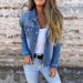 Women's Classic Denim Jacket – Lightweight Spring/Summer Stretch Coat With Button Front & Chest Pockets (Dark Blue/Light Blue, S-2XL)_mkmklike.com