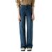 Orange Silk Women's Clothing#Retro Blue Narrow Wide-Leg Jeans For Women 2024 New High-Waisted Loose Straight Pants_mkmklike.com