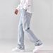 Vintage Washed Light Blue Jeans – Men’s Relaxed Straight-Leg Denim Pants (55% Polyester) – High Street Baggy Trousers For Spring/Summer_mkmklike.com