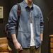 Men's Clothing Trendy Spring Denim Shirt Long Sleeve Loose Gray Workwear Casual Shirt Retro Jacket_mkmklike.com