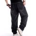 Suitable For All Seasons Fashion Black Washed Jeans Men Hip Hop Street Dance Loose Plus Size Youth Long Pants_mkmklike.com
