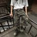 Men's Clothing Retro Destroyed Washed Pocket Workwear Camouflage Cropped Pants Men And Women Trendy Loose Casual Straight Shorts_mkmklike.com