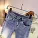 Men's Trendy Denim Shorts Summer Thin Ripped Embroidered Casual Riding Breeches Five Point Pants_mkmklike.com