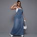 K Large Size Women's New Denim Spicy Style Shoulder Strap Skirt_mkmklike.com