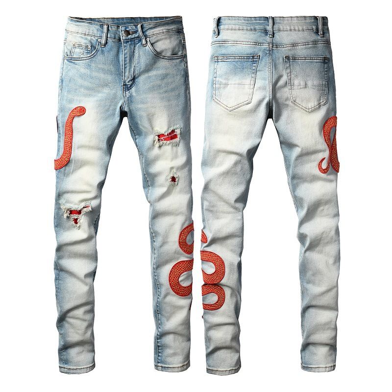 Men's Clothing Embroidered Men's Slim Stretch Men's Pants 1345_mkmklike.com