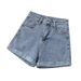 Women's Clothing Light Colored All Match High Waist Washed Denim Shorts For Women Summer Wide Leg A Line Hot Pants Trend Ins_mkmklike.com