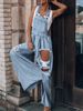 Women's Clothing Solid Color Casual Loose Hole Denim Overalls_mkmklike.com