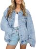 Women's Long Sleeve Denim Jacket Oversized Button Fashion Coat Spring Outerwear For Ladies_mkmklike.com
