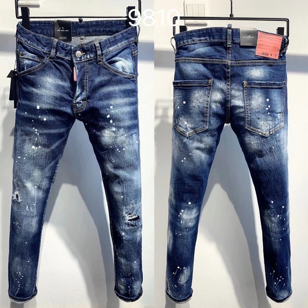 Men's Slim Fit Stretch Denim Jeans With Distressed Details & Ripped Design - Comfortable Straight Leg For Casual Wear_mkmklike.com