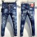 Men's Slim Fit Stretch Denim Jeans With Distressed Details & Ripped Design - Comfortable Straight Leg For Casual Wear_mkmklike.com