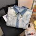 Unisex Denim Jacket With Gradient Floral Embroidery - Loose Fit Workwear Style For Men & Women Fashion Trends_mkmklike.com