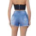 Women's Clothing High Quality High Quality Supply High Waist Elastic Slim Fit Ripped Denim Shorts_mkmklike.com