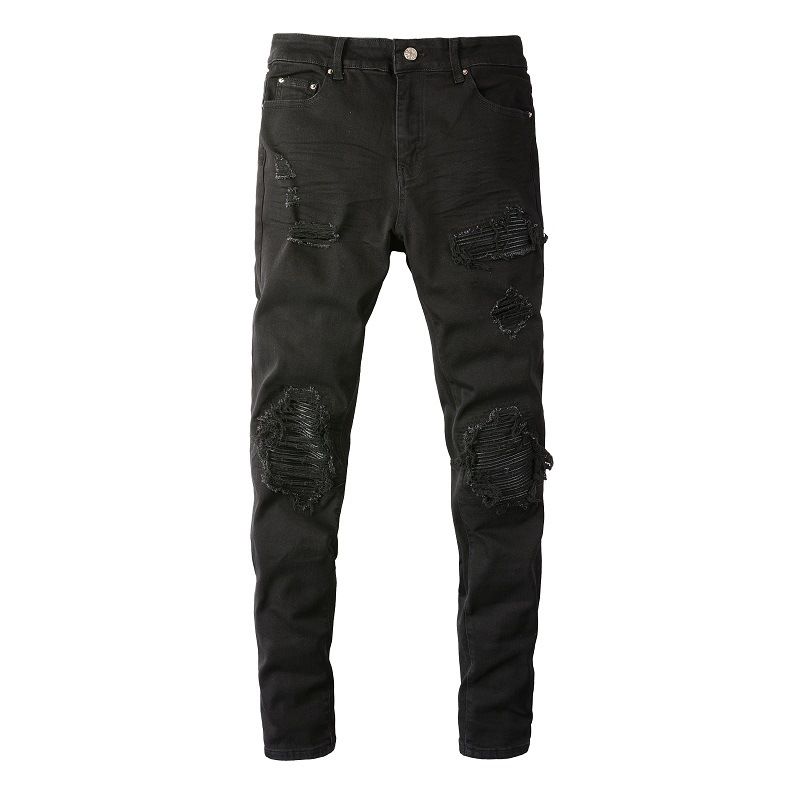 Men's Clothing Foreign Trade Jeans Men's High Street Fashion Street Ripped Jeans Men's Elastic Slim Fit Pants 8520_mkmklike.com
