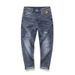 Large Size Men's Clothing Spring And Summer Thin Large Size Jeans Men's Elastic Washed Ripped Jeans Retro Versatile Men's Pants_mkmklike.com