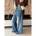 ICC Guangzhou Thirteen Lines Vintage Washed White Flocked Cuffed Wide-Leg Loose Jeans For Women 10581_mkmklike.com