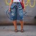 Women's Clothing Ripped Straight Leg Denim Jeans Faux Two Piece Design Overlapped Waist For Spring/Autumn & Summer_mkmklike.com