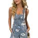 Women's Clothing Women's Printed Denim Jumpsuit Ripped Loose Casual Fashion_mkmklike.com