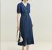 Fan Silan Denim Long Dress, Women's Summer New V-Neck Slim Fit Fishtail Dress_mkmklike.com