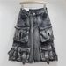 Women's Clothing Multi Pocket Washed Distressed Cropped Denim Shorts For Women Summer Loose Casual Wide Leg Workwear Cropped Trousers_mkmklike.com