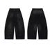 Men's Streetwear Jeans – Black Wide-Leg With Vintage Distressed & Rhinestone Embellishments_mkmklike.com
