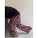 Men's Clothing High Street Trendy Brand Small Flame Embroidered Oversized Jeans For Men, American Retro Style, Washed, Loose, Floor Length_mkmklike.com