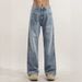 Men's Vintage Light Wash Blue Jeans Flared Trousers, Relaxed Fit Bootcut Denim Pants With Distressed Details, High Waist Wide Leg Streetwear_mkmklike.com