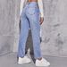 European And American Blue Ripped High-Waisted Straight-Leg Jeans For Women Fashion Versatile Long Pants_mkmklike.com