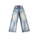 Men's Trendy Loose Casual High Street Blue Jeans Washed Whisker Pattern American Retro Wide Leg Pants_mkmklike.com