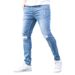 Men's Slim Fit Skinny Jeans High Street European American Ripped Light Blue Large Stock Available From Manufacturer_mkmklike.com