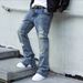 Distressed Zip-Fly Denim Jeans For Men – Vintage Washed High-Street Style Straight Leg Pants (Blue/Black)_mkmklike.com